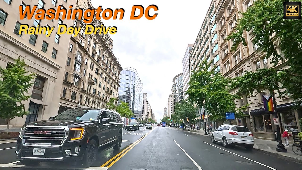 Rainy Day Drive Through Washington DC 🌧️🚗 | Relaxing Music & City Ambience