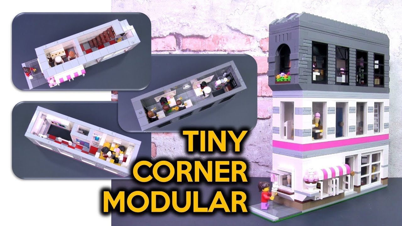 Tiny LEGO Corner Modular Building MOC - Ice Cream Parlour and Pastry School
