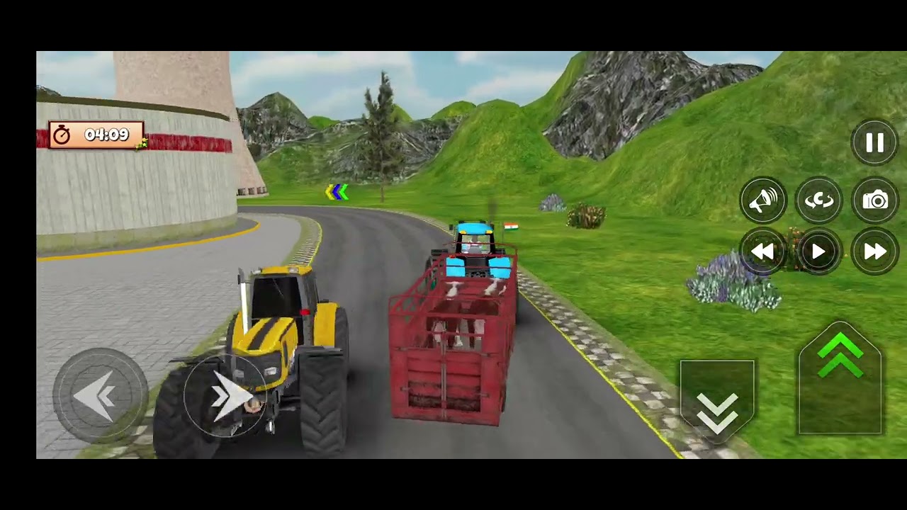 The blue colour track farming games and two cows 