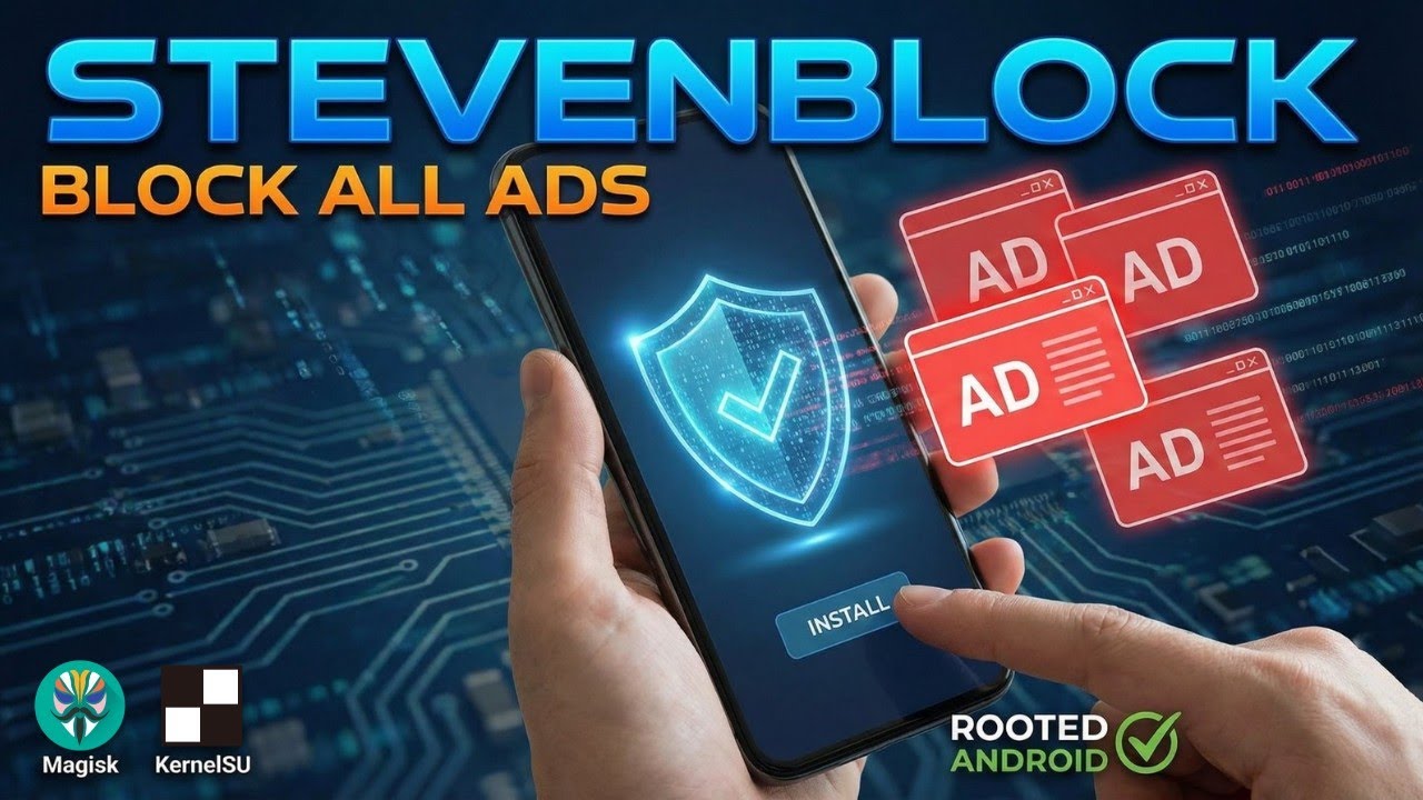 Best AdBlock for Rooted Android 2025 | Install StevenBlock Magisk Module 🛡️