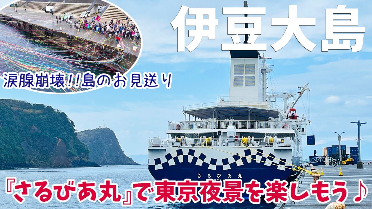 [ 東京都・伊豆大島 2泊3日の旅  ]　#5 台風並みの暴風雨！ジェット船が全便欠航の中、東海汽船さるびあ丸は東京に向け出港！徐々に近づく東京の灯りが最高でした