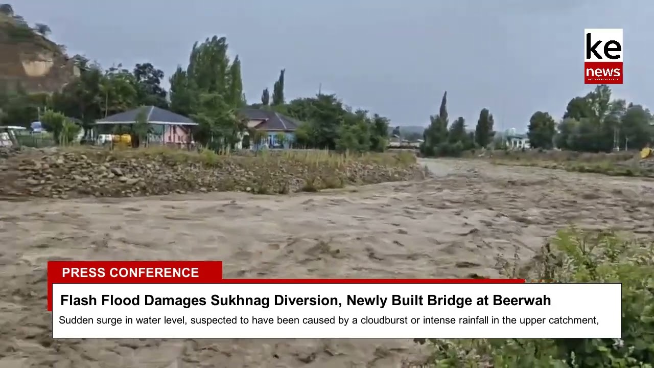 Flash Flood Damages Sukhnag Diversion, Newly Built Bridge at Beerwah