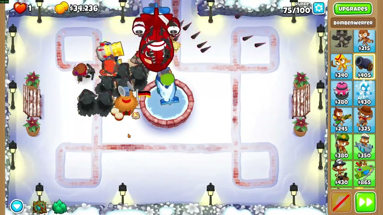 Bloons TD 6 Schimpansen Taktik auf Winterpark