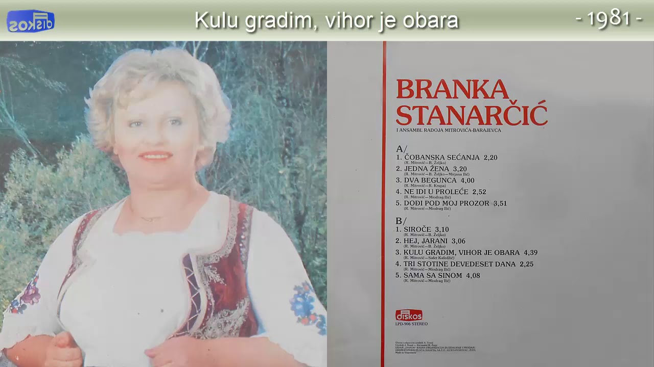 Branka Stanarcic - Kulu gradim, vihor je obara - (Audio 1981)