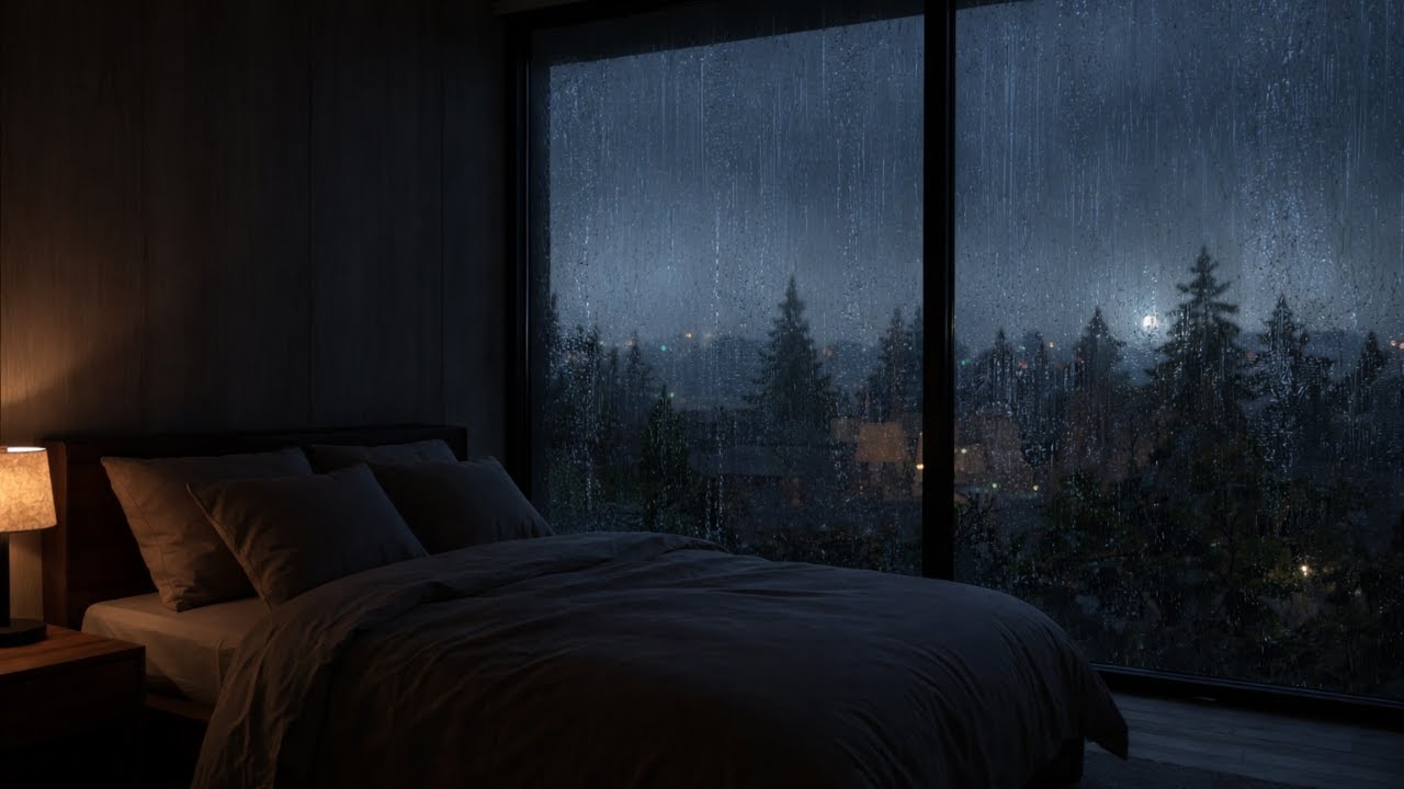 Midnight Bedroom Rain 🌧️ Gentle Rain Outside the Window | Cozy Sleep, Relax & Deep Rest