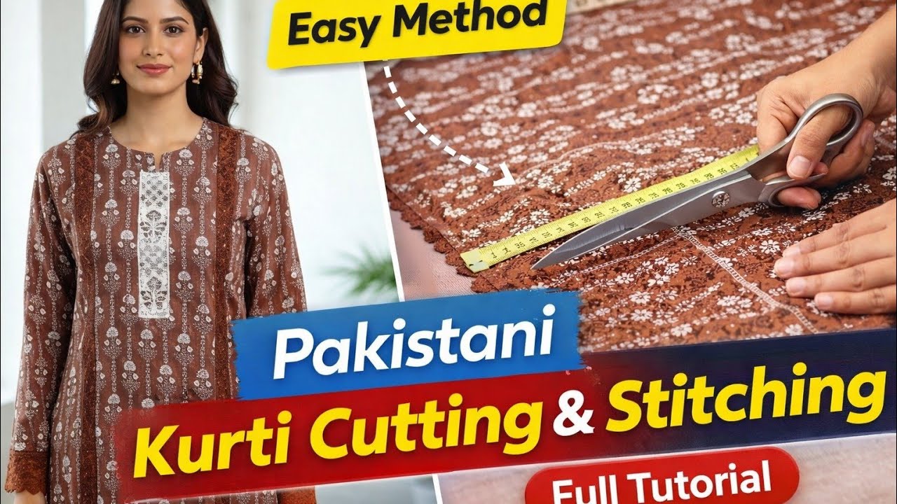 How to Make Pakistani Kurti | Simple Lace Kurti Cutting and Stitching | Full Video