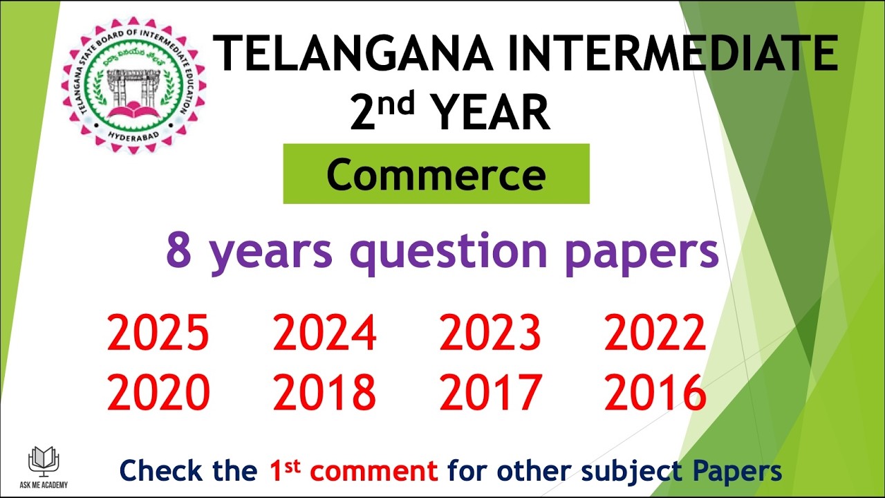TG Inter 2nd Year Commerce 2025 - 2016 8 years previous Question Papers Telangana Papers TS inter