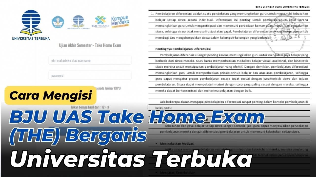 Cara Mengisi BJU UAS THE UNIVERSITAS TERBUKA Bergaris
