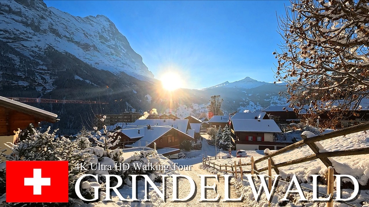 Winter Walk in Grindelwald, Switzerland 🇨🇭 | Stunning Swiss Alps Village in 4K Ultra HD 60fps