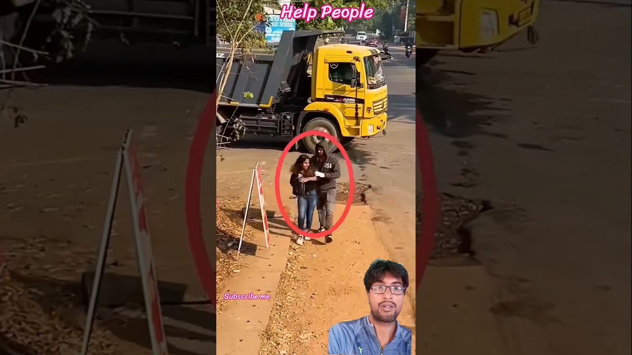 The truck driver rescued the girl❤️🙏#kindness#help#compassion#humanity#rescue#hero#shorts#positivity