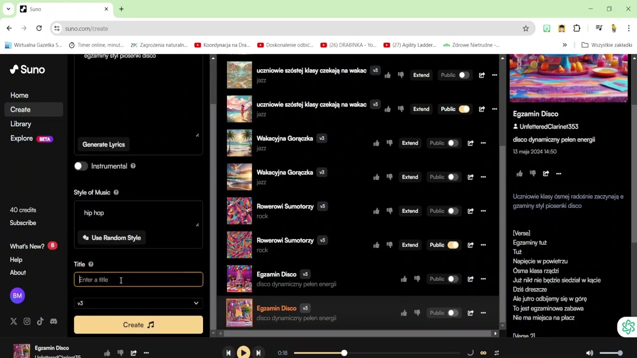 Generator audio SUNO COM