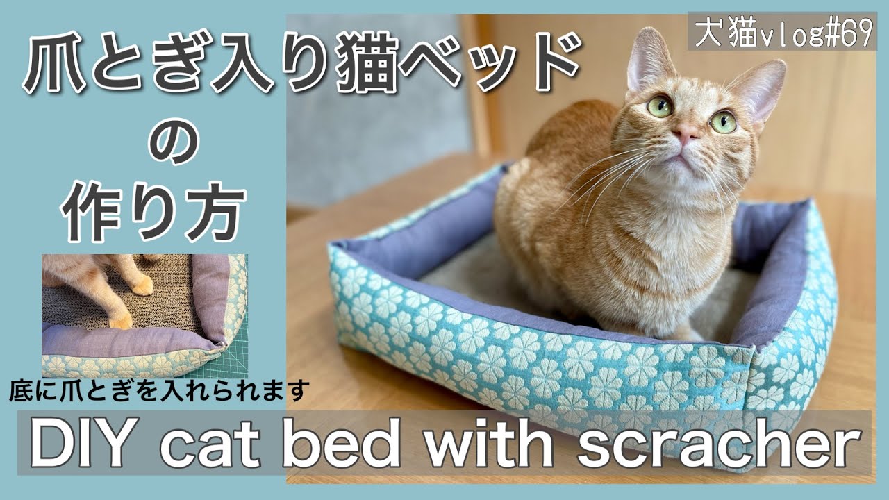 【DIY CAT BED】爪とぎ入り猫ベッドの作り方　犬猫vlog#69