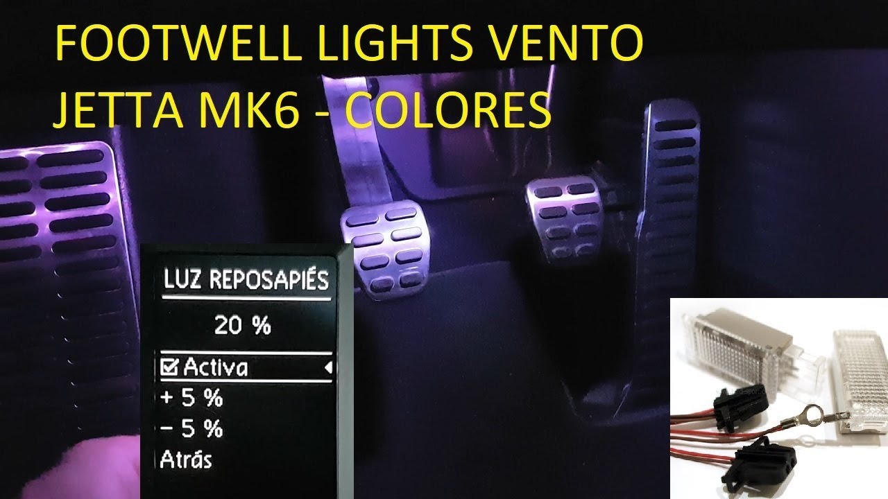 ✅ Luces de cortesia en pie Jetta Vento MK6 Tutorial Pantalla original FOOTWELL lights Vagcom colores