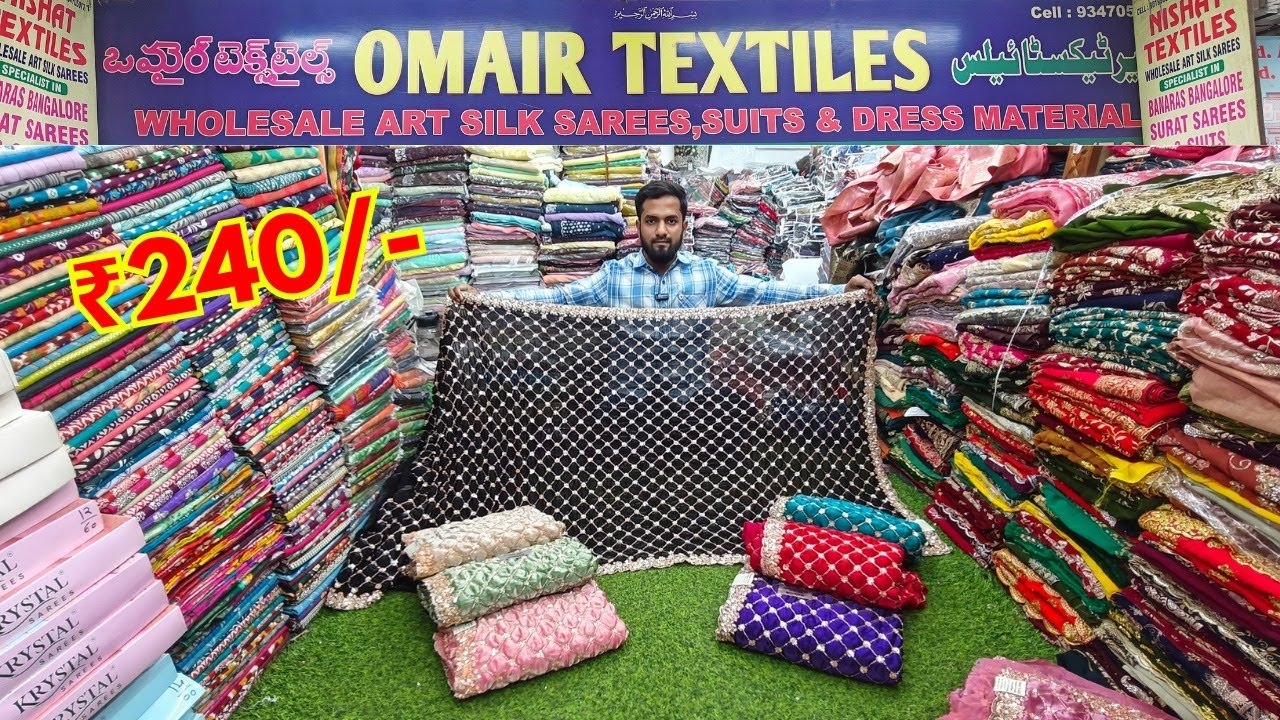 Hyderabad Wholesale Market ₹240 Fancy Jimmy Choo Geargette Banarasi Sarees Ramzan Special Collection