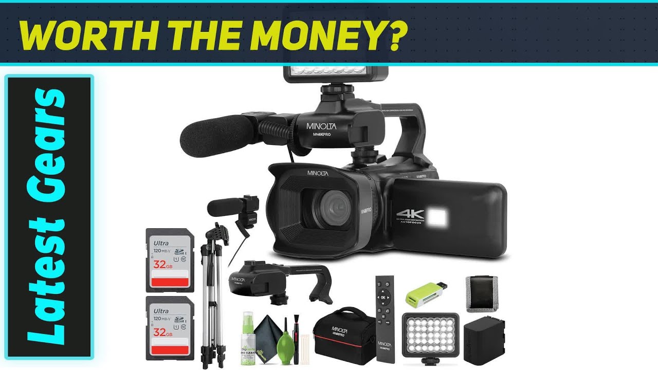 Minolta MN4KPRO Ultra HD Camcorder &ndash; Best 4K60FPS 64MP Autofocus Bundle for Pros