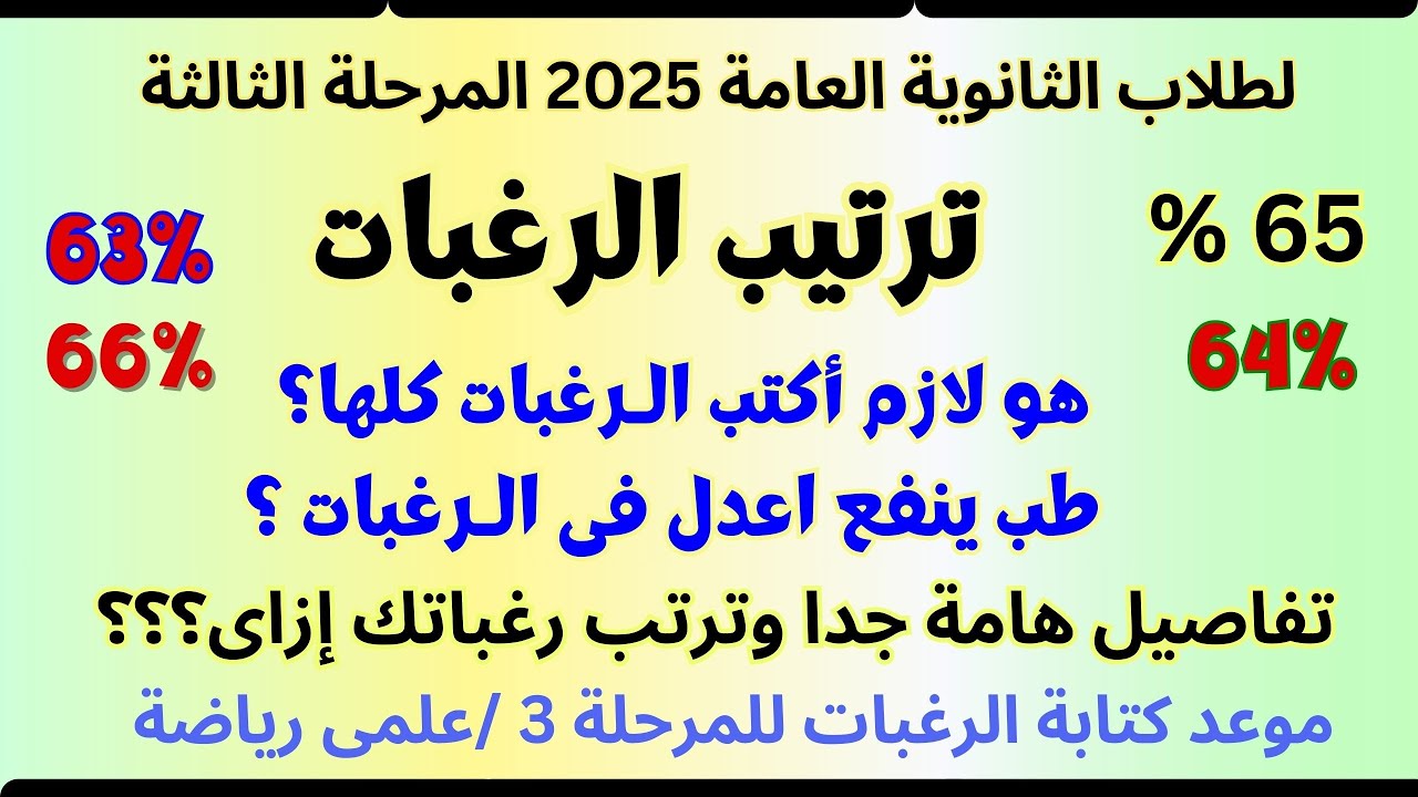 لو مجموعك 65% إزاى ترتب رغباتك ثانوية عامة المرحلة الثالثة2025