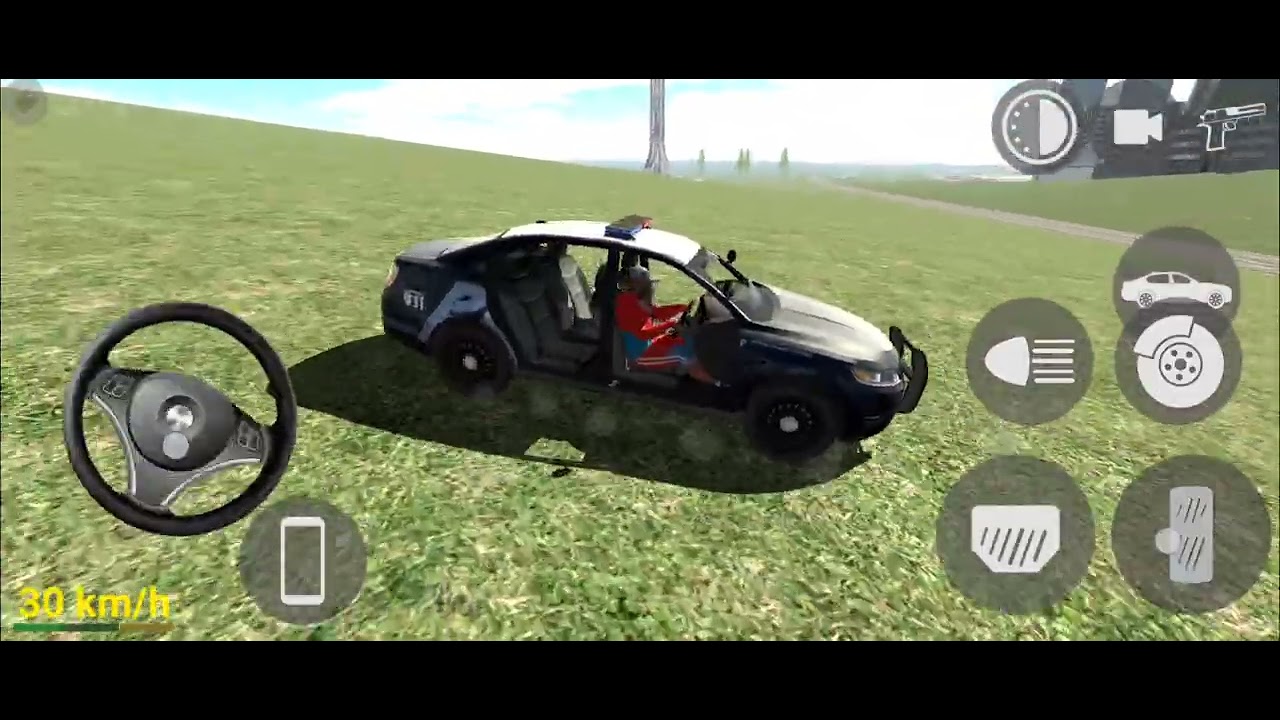 Franklin driving police car. 