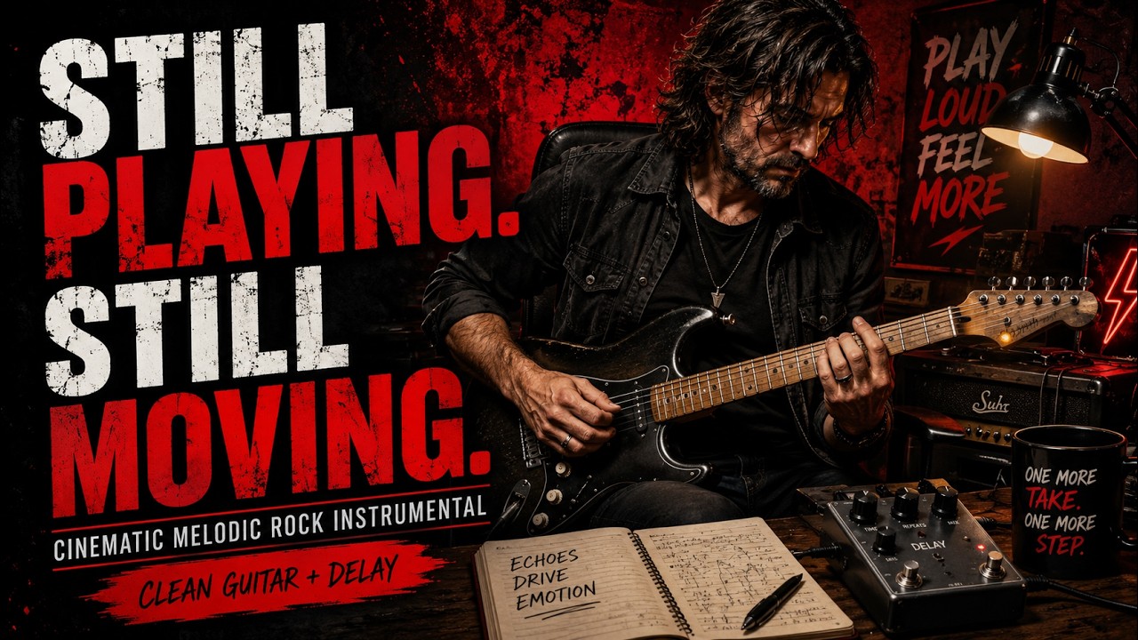 Still Playing. Still Moving. | Cinematic Melodic Rock Instrumental (Clean Guitar + Delay)
