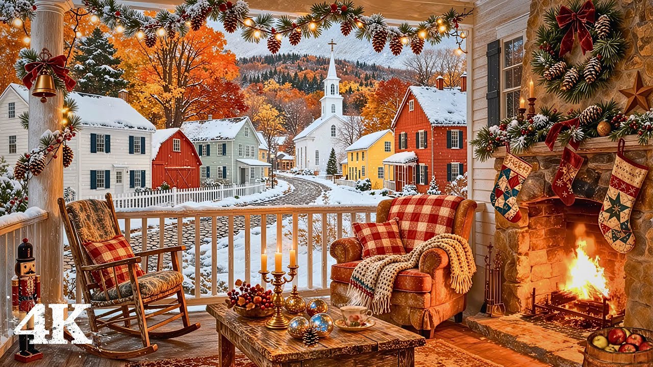 Delightful Christmas in a Snowy Village | Your Heart Will Glow with Fireplace Pops & Winter Breeze