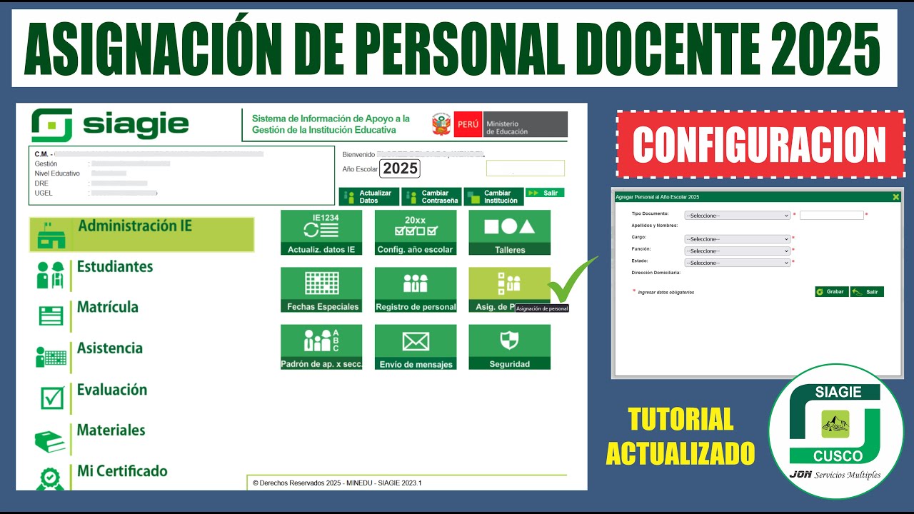 Siagie v3 | pasos para ingresar ASIGNACIÓN DE PERSONAL DOCENTE 2025