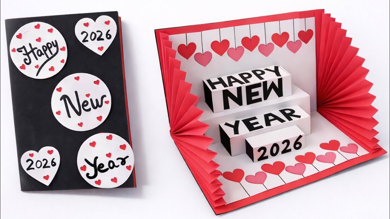 DIY 3D Happy New Year 2026 Greeting Card | Easy Handmade Pop Up Card