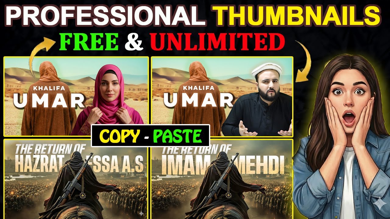 How to Make Viral Islamic Thumbnails Using FREE Ai | AI THUMBNAILS
