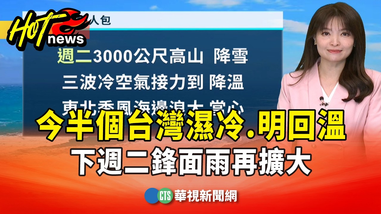 今半個台灣濕冷.明回溫　下週二鋒面雨再擴大｜華視生活氣象｜華視新聞 20260307 @CtsTw