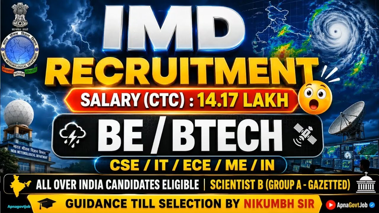 IMD SCIENTIST B RECRUITMENT 2026 | LATEST GOVT JOB UPDATES FOR FRESHERS #imd