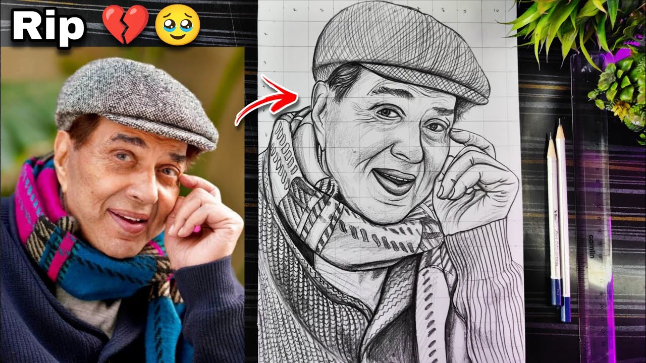 RIP 🥺💔 Dharmendra ji Drawing Outline, Dharmendra Deol Art Tribute, Legendary Bollywood Star Drawing