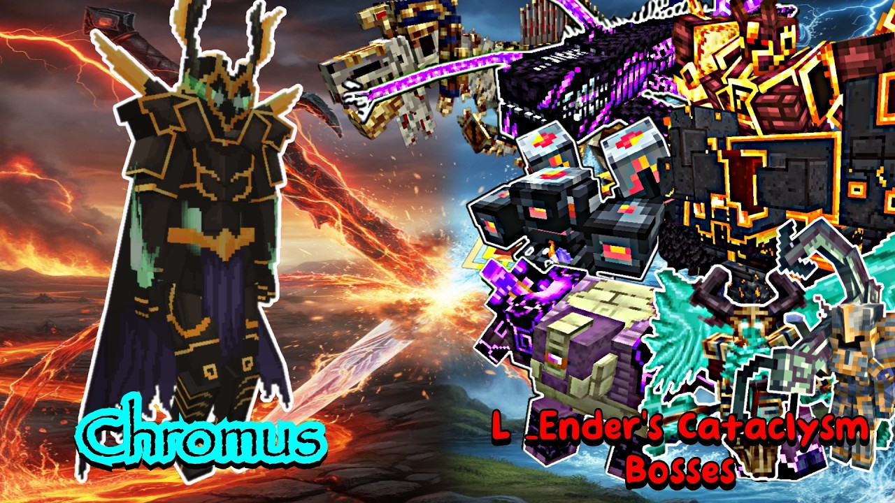 Chromus VS L_Ender 's Cataclysm Bosses | Minecraft |Mobs Battle