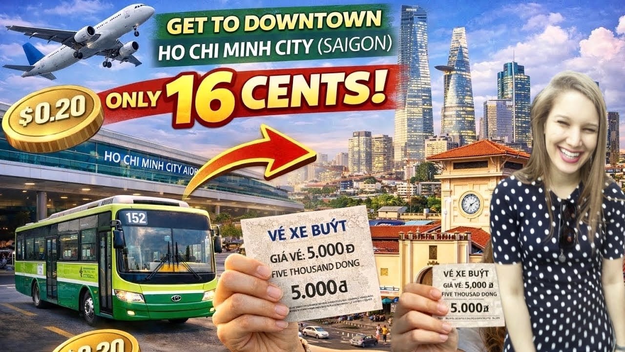 Ho Chi Minh City (Saigon) Airport to City center 0,16€|$ by Bus 🚎🇻🇳🤩👏🏻
