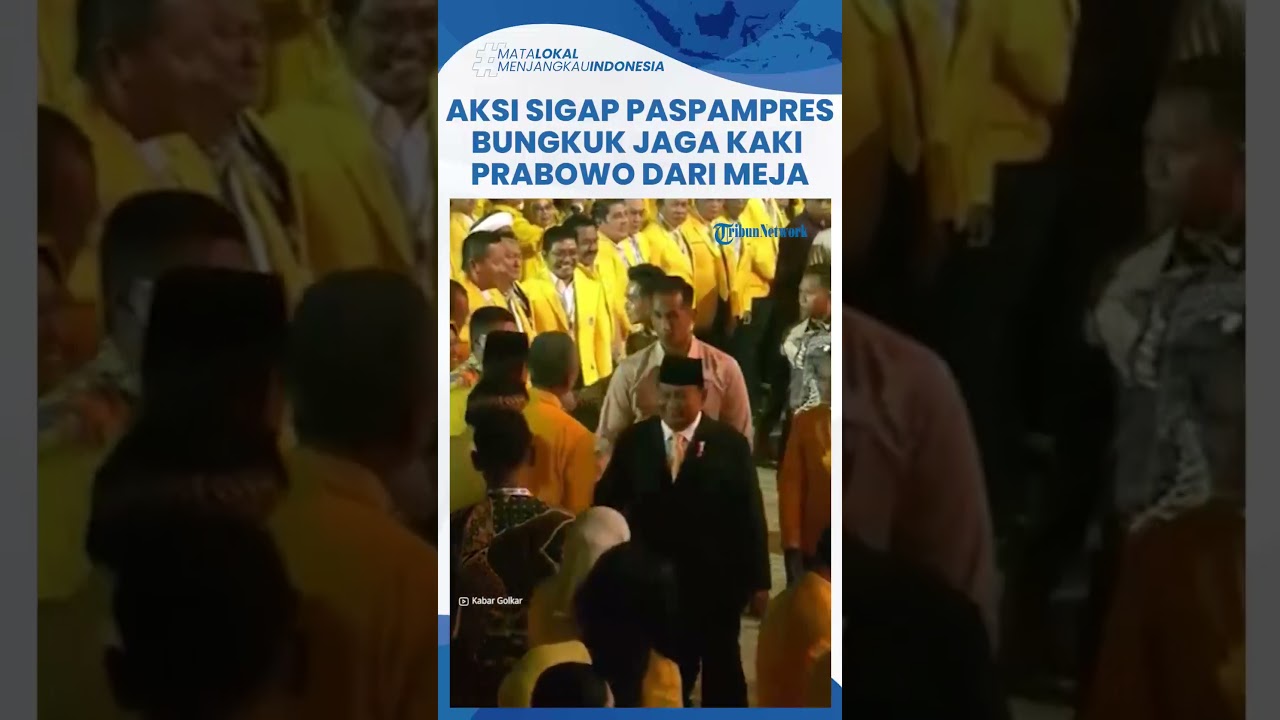 Tersorot! 2 Anggota Paspampres Bungkuk Demi Lindungi Kaki Prabowo dari Meja saat Hadiri HUT Golkar
