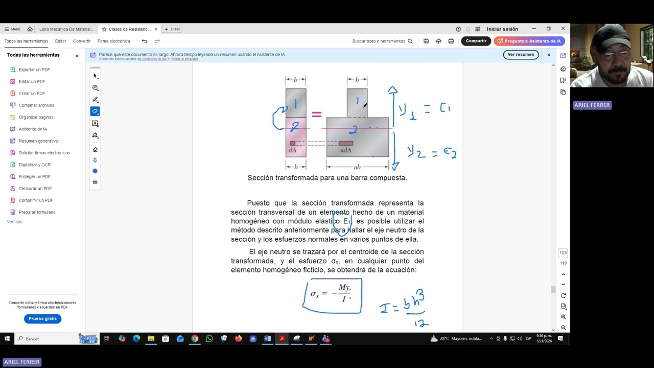 Teoria Calculo de esfuerzo por flexión en vigas compuestas por diferentes tipos de materiales