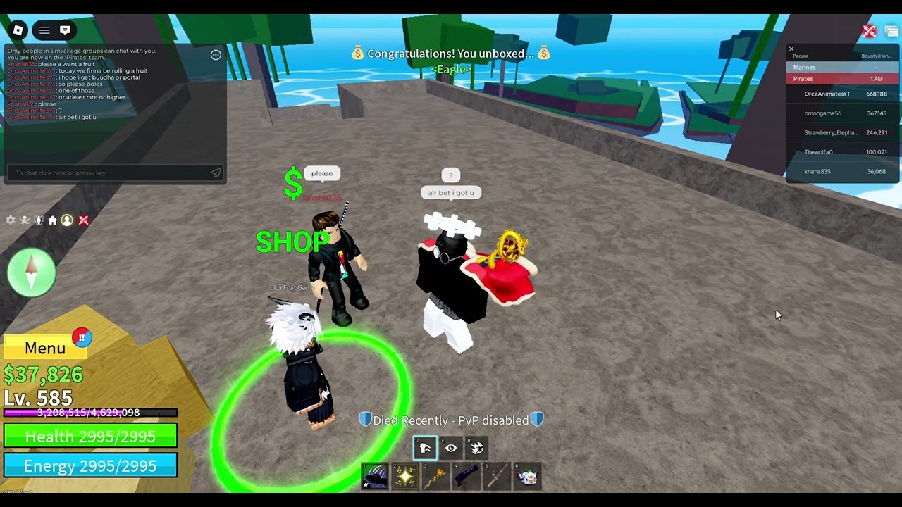 gave away a fruit to a new player!