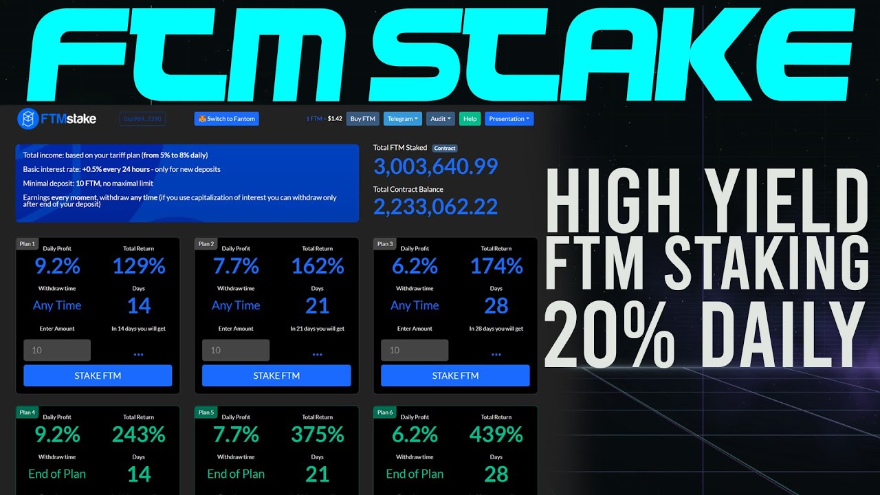 FTM STAKE *JUST LAUNCHED* High Yield !  FTM Staking! Earn 20% Daily!