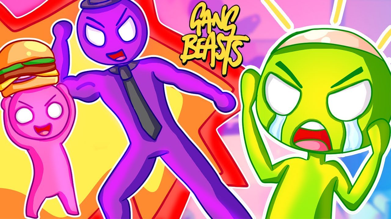 WE GET BEAT UP BY A SUPER BUFF DUDE in Gang Beasts! (Funny Moments)