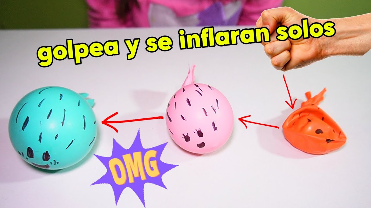 golpea con fuerza y se inflaran solos/pez globo artificial EXPERIMENTO.