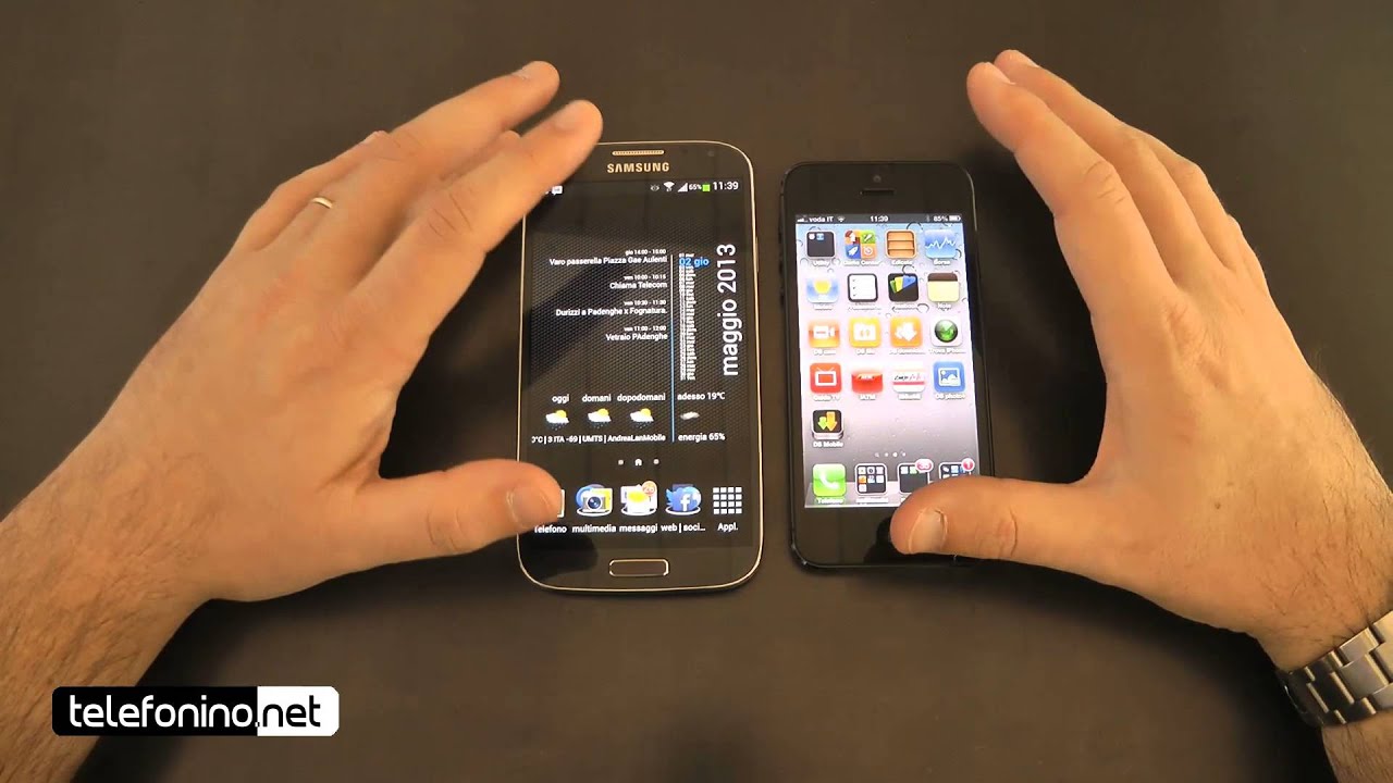 Samsung Galaxy S4 vs. Apple iPhone 5 da Telefonino.net