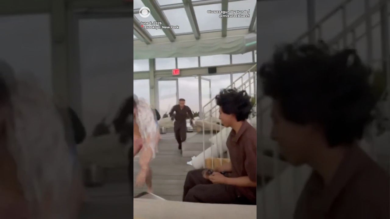 Storm sends rooftop pool goers scrambling in New York City #shorts