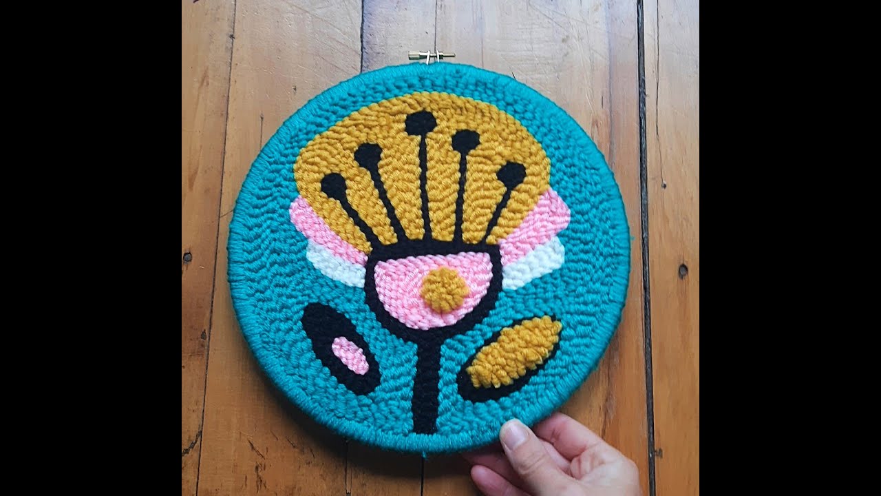How to use punch needle: Mid century modern flower