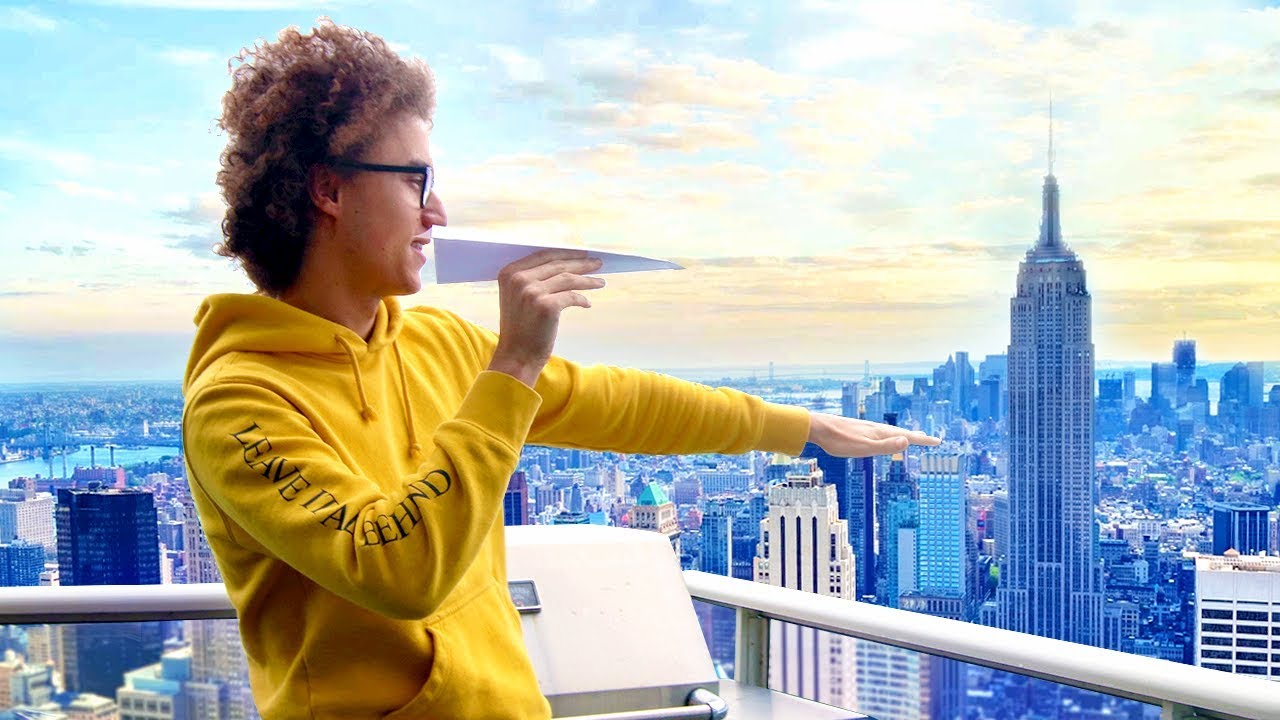 THROWING A PAPER AIRPLANE FROM THE 78TH STORY! *WORLD RECORD*