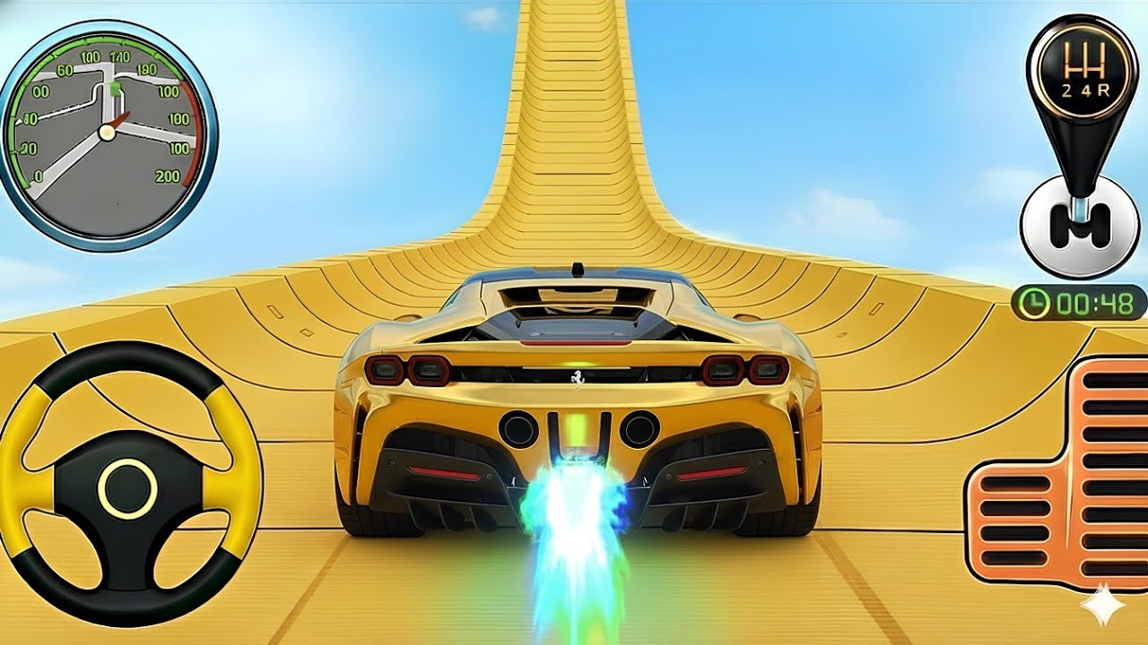 👑 ONLY FOR KINGS! GOLD FERRARI vs IMPOSSIBLE MEGA RAMP! 😱 800 KM/H: GT Car Stunt Master
