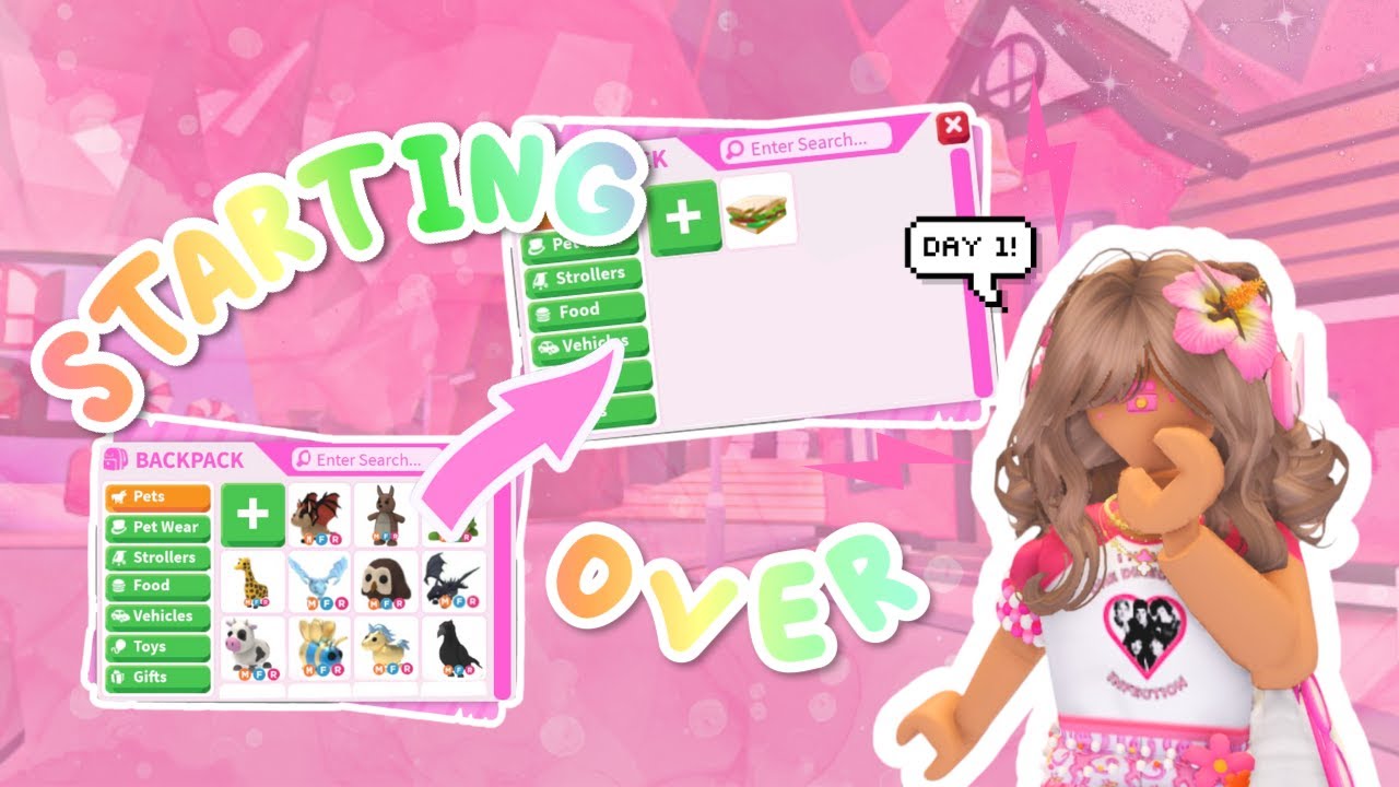 🌟STARTING OVER🌈!  POOR to RICH💰in ADOPT ME! Day 1!🦩