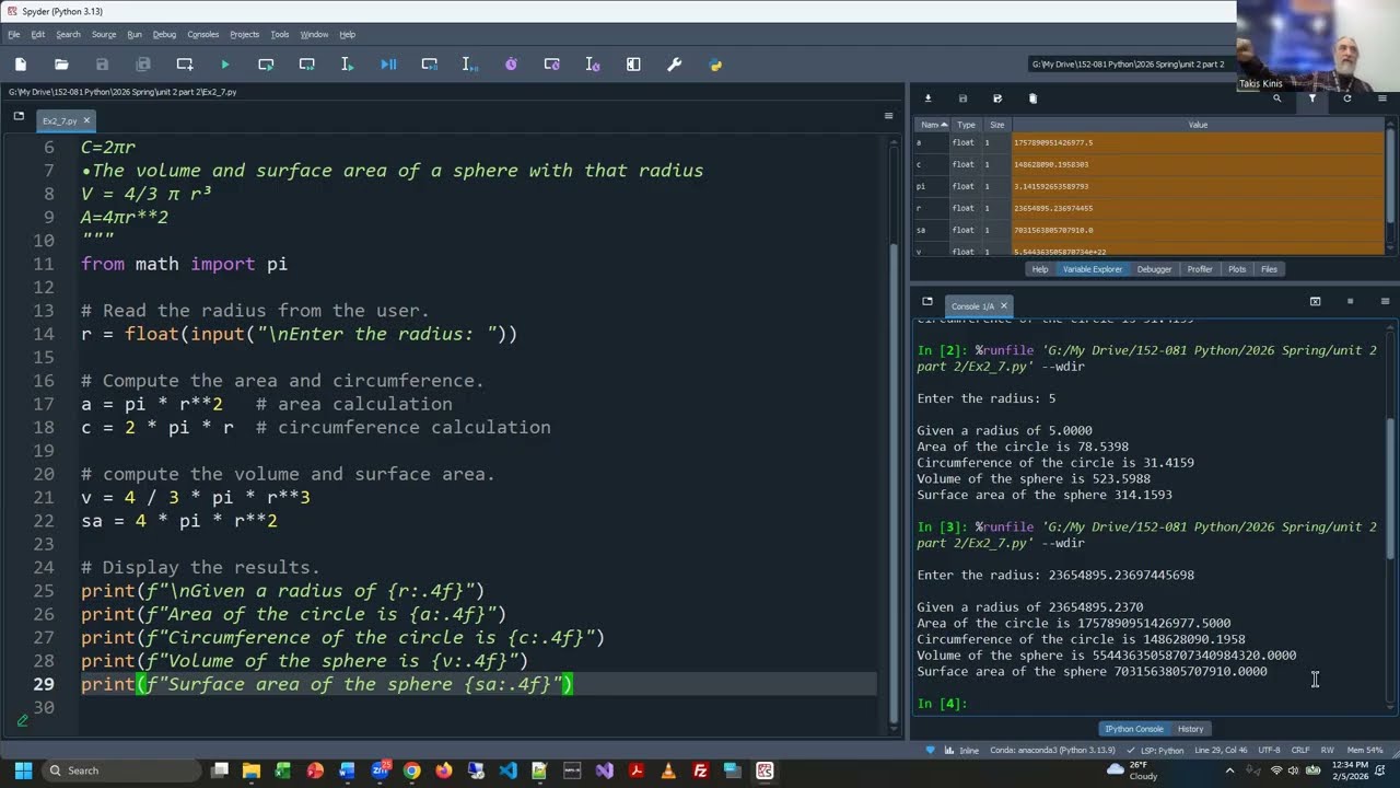 Python - Unit 2 - Exercise Completion Part 2 - Spring 2026
