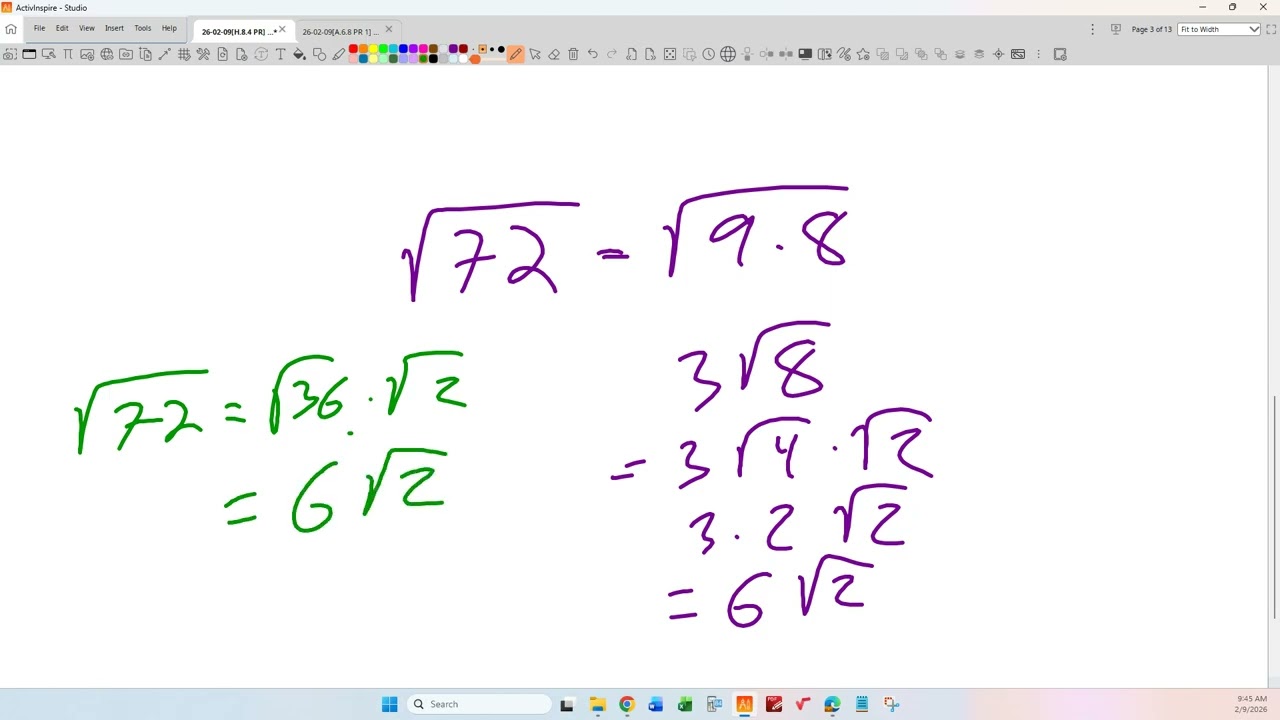 26-02-09[H.8.4 PR] Arithmetic with Radicals