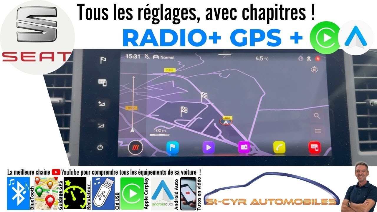 SEAT Guide complet GPS, radio, Bluetooth, Carplay, Android auto,paramètres essentiels, ibiza,ateka,