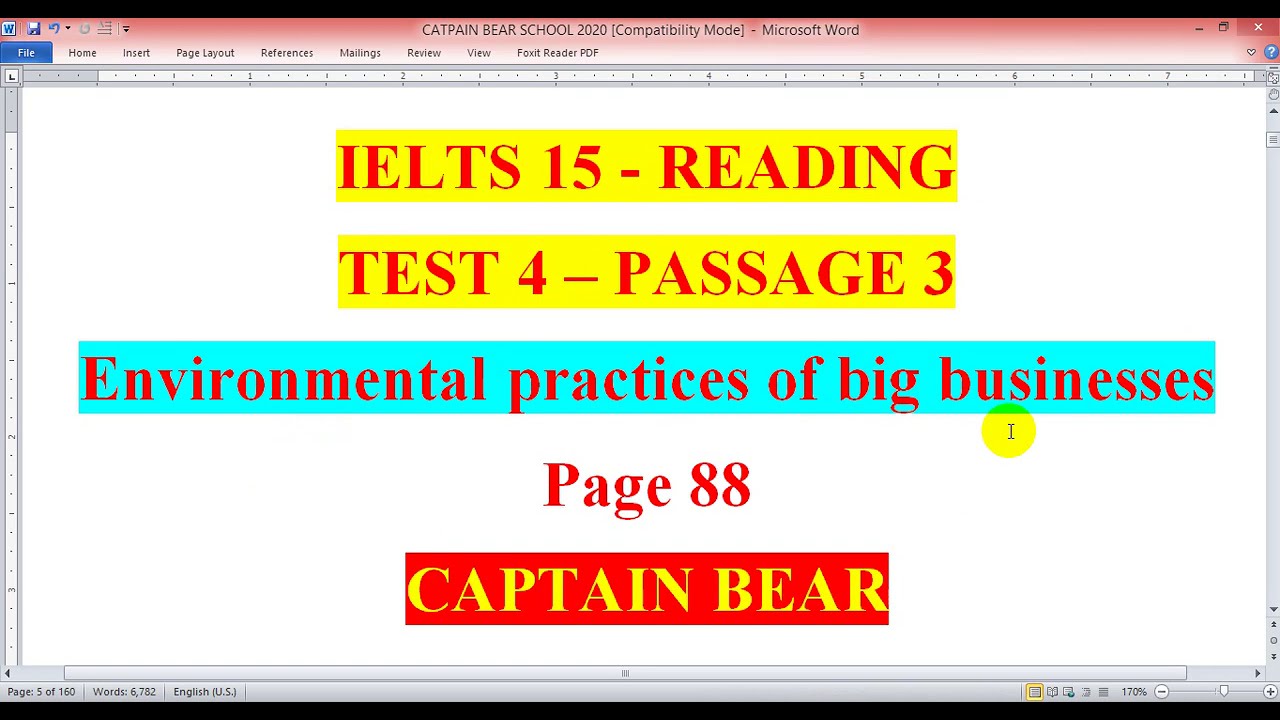 READING - IELTS 15 - ENVIRONMENTAL PRACTICES OF BIG BUSINESSES