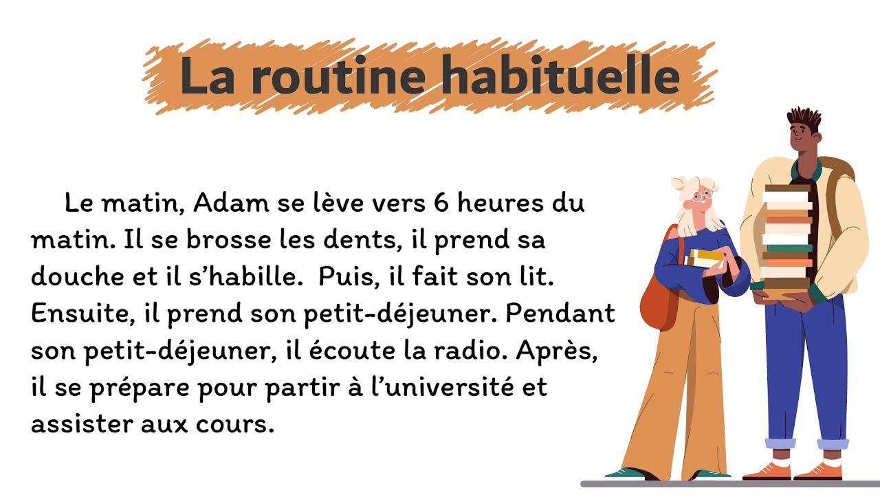 تعلم كيف تتحدث عن يومك الاعتيادي باللغة الفرنسية بجمل بسيطة مع الترجمة || La routine habituelle