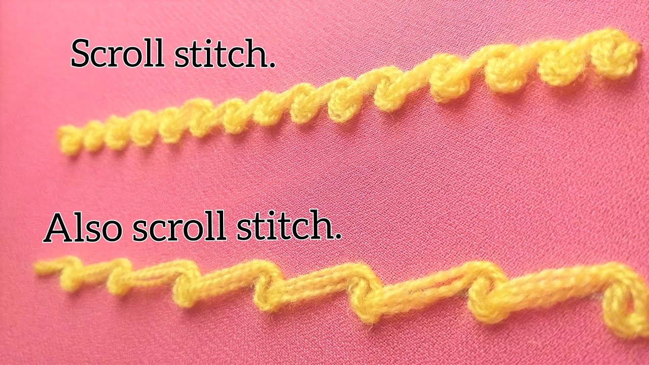basic hand embroidery scroll stitch tutorial. scroll stitch tutorial for beginners