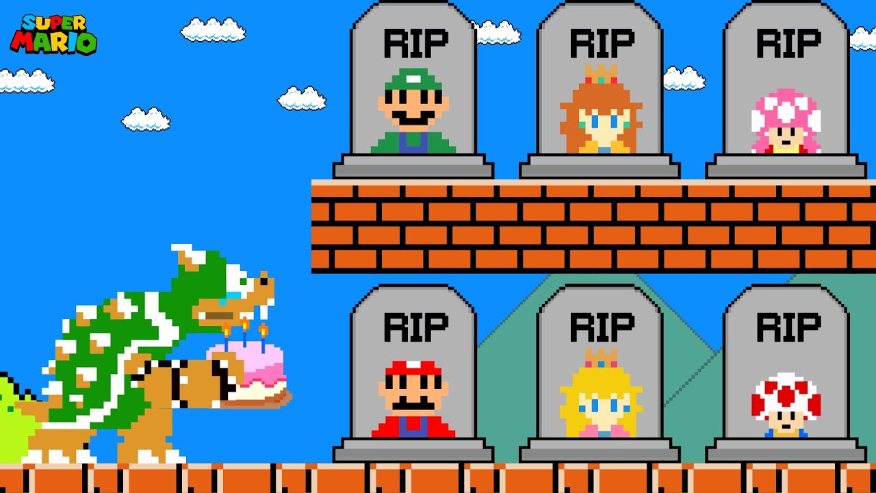 Bowser R.I.P All Mario, Luigi and Peach...in Super Mario Bros. | Game Animation